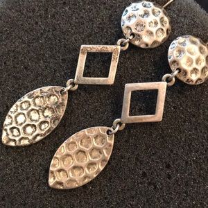 Silvertone Hammered Drop Earrings